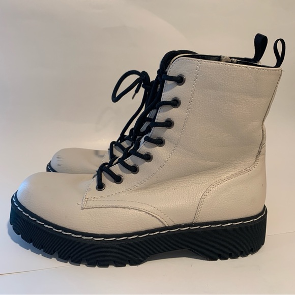 Sincerely Jules Boots Women’s Harley Platform Combat Cream Leather Size 8.5 - Picture 8 of 13